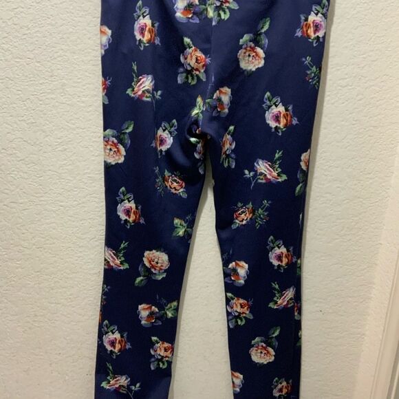 Zara Woman's Blue Floral Pencil Pants Mid Rise Size small - Picture 3 of 6